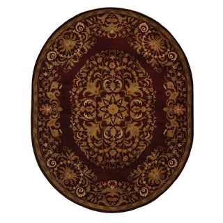 Handmade Heritage Red Wool Rug (76 X 96 Oval) (RedPattern OrientalMeasures 0.625 inch thickTip We recommend the use of a non skid pad to keep the rug in place on smooth surfaces.All rug sizes are approximate. Due to the difference of monitor colors, som