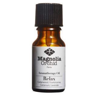 Magnolia Orchid Relax 0.34 ounce Essential Oil (0.34 ounceQuantity One (1) For all skin typesParaben freeContains pure lavender, geranium, cedarwood and frankincense essential oilsIngredients Geranium   African (Pelargonium graveolen), Lavender   French