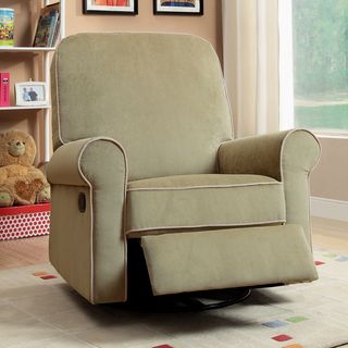 Madison Moss Green Fabric Nursery Swivel Glider Recliner Chair