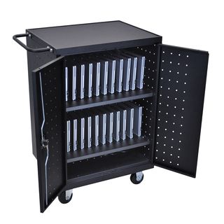 Luxor 24 Laptop Charging Cart (BlackShelf dimensions 26 inches wide x 16 inches deepDimensions 40.125 inches high x 31.125 inches wide x 21.125 inches deepWeight 100 poundsShelves Two (2)Doors One (1)Please note Orders of 151 pounds or more will be 