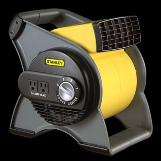 Stanley 655704 Fan, 3Speed Pivoting Utility Blower w/Grounded Outlets Yellow