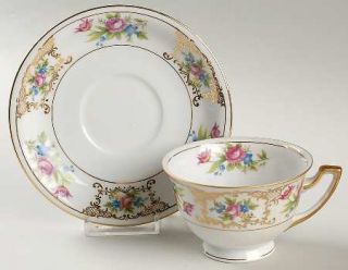 Meito Lee Dresden Footed Cup & Saucer Set, Fine China Dinnerware   Dresden Flora