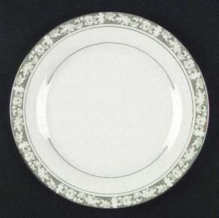 Wentworth Green Brier Dinner Plate, Fine China Dinnerware   White Flowers On Gre