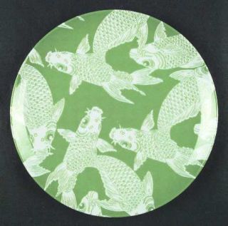Fitz & Floyd Fit9 Dinner Plate, Fine China Dinnerware   White Fish On Lime  Gree