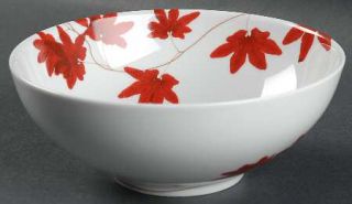 Mikasa Pure Red Coupe Cereal Bowl, Fine China Dinnerware   Red Floral Off Center