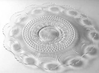 US Glass Manhattan Clear Large Torte Plate   Stem #15078,Pressed Glass, Dots/Can