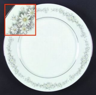 Noritake Donegal Dinner Plate, Fine China Dinnerware   White Daisies,Gray Shadow