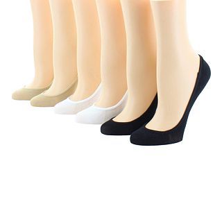 6 pk. Microfiber Mesh Liner Socks, Black/White, Womens