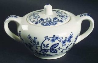 Japan China Blue Onion (Earthenware, Inner Band) Sugar Bowl & Lid, Fine China Di