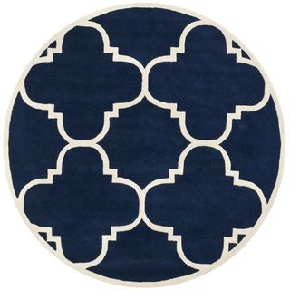 Handmade Moroccan Dark Blue Wool Indoor Rug (7 Round)