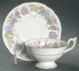 Coalport Maytime Footed Cup & Saucer Set, Fine China Dinnerware   Multicolor Flo