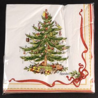 Spode Christmas Tree Green Trim Package of Paper Dinner Napkins, Fine China Dinn