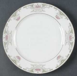 Japan China Alberon Luncheon Plate, Fine China Dinnerware   Pink Roses,Green Pan