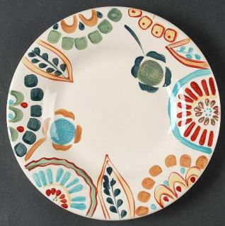 Home Zinnia Salad Plate, Fine China Dinnerware   Multicolor Floral On White,Rim,