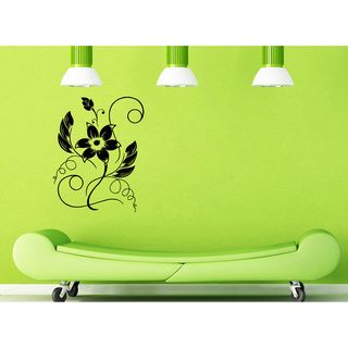 Floral Ornament With Curves Vinyl Wall Decal (Glossy blackEasy to applyDimensions 25 inches wide x 35 inches long )