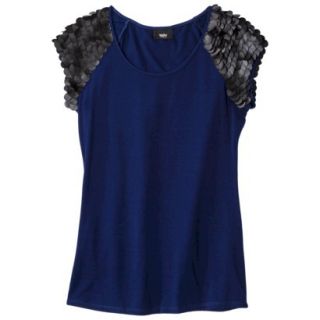 Mossimo Womens Faux Leather Disc Tee   Blue/Black L
