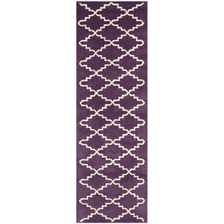 Handmade Moroccan Purple Wool Rug (23 X 7)