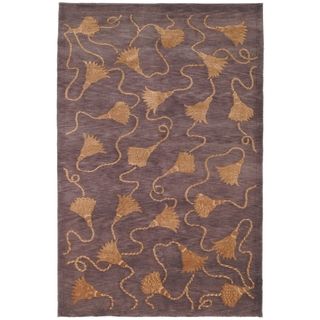Safavieh Hand knotted Tibetan Plum/ Gold Wool/ Silk Rug (5 X 76)