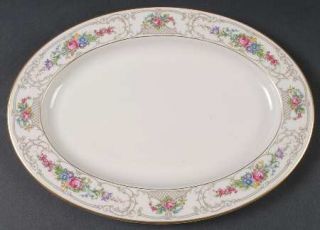 Lamberton Flora 12 Oval Serving Platter, Fine China Dinnerware   Gray Scroll, F