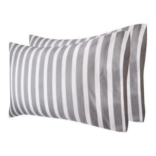 Room Essentials Easy Care Pillowcase Set   Gray Stripes (Standard)