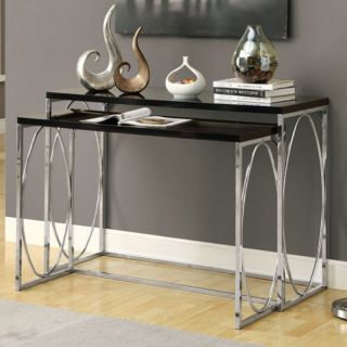 Monarch Glossy Black and Chrome 2 Piece Console Table Set   I 3024