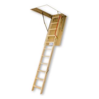 Fakro 10.9 ft. Insulated Wooden Attic Ladder Brown   66854, 54L x 25W in.