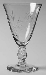 Nancy Prentiss Milburn Rose Juice Glass   Stem #W2, Gray Cut Rose Design