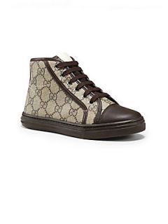 Gucci Boys GG Supreme Canvas High Top Sneakers   Brown