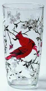 Anchor Hocking Cardinal 14 Oz Flat Tumbler   Pressed Glass       Cardinal Bird D