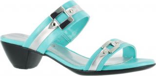 Womens Easy Street Alana   Turquoise Crinkle Patent Low Heel Shoes