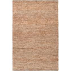 Abstract Handwoven Tan Doctate Natural Fiber Hemp Rug (5 X 8)