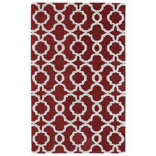 Hand tufted Cosmopolitan Trellis Red/ Ivory Wool Rug (3 X 5)