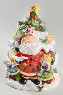 Fitz & Floyd Singing Santa Figurine Cookie Jar & Lid, Fine China Dinnerware   Sa