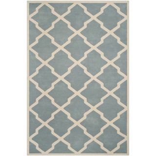 Safavieh Handmade Moroccan Chatham Blue/ Ivory Wool Rug (5 X 8)