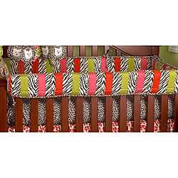 Cotton Tale Here Kitty Crib Rail Guard (Pink/red/green/black/whiteCoordinates with Cotton Tales Here Kitty Kitty nursery collectionPattern Stripes and zebra printFront rail cover up protects your foot board on convertible cribsCover up can be used with f