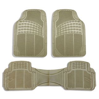 Fh Group Beige Vinyl Full Set 3 piece Front And Rear Floor Mats
