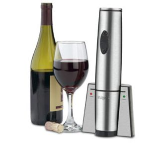 Waring Portable Wine Bottle Opener w/ 120 Cork/Charge, Stainless Housing