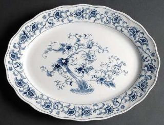 Nikko Ming Tree Blue 14 Oval Serving Platter, Fine China Dinnerware   Double Ph
