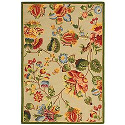 Hand hooked Transitional Sage Wool Rug (39 X 59) (GreenPattern FloralMeasures 0.375 inch thickTip We recommend the use of a non skid pad to keep the rug in place on smooth surfaces.All rug sizes are approximate. Due to the difference of monitor colors, 