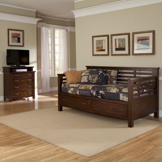 Cabin Creek Storage Daybed And Media Chest (ChestnutMaterials Poplar solids and mahogany veneersFinish Multi step chestnut Daybed dimensions 44 inches high x 83.5 inches wide x 43.75 inches deepChest dimensions 42 inches high x 36 inches wide x 18 inc