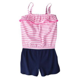 Circo Infant Toddler Girls Sleeveless Striped Romper   Pink/Navy 12 M