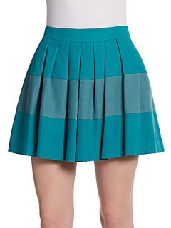 Mirabelle Pleated A Line Skirt   Blue Green
