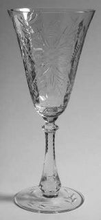 Tiffin Franciscan 15094 1 Water Goblet   Stem #15094, Cut Floral/Diamond On Bowl