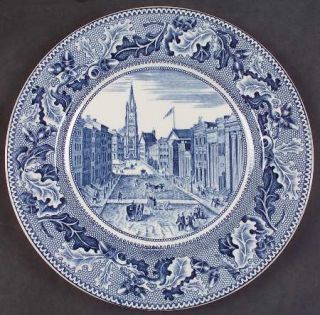 Johnson Brothers Historic America Blue Luncheon Plate, Fine China Dinnerware   B