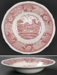 Adams China English Scenic Pink (Newer) Rim Soup Bowl, Fine China Dinnerware   N