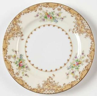 Meito N1602 Bread & Butter Plate, Fine China Dinnerware   Yellow Border,Floral S