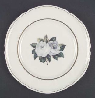 Castleton (USA) York Rose Dinner Plate, Fine China Dinnerware   White/Gray Rose,