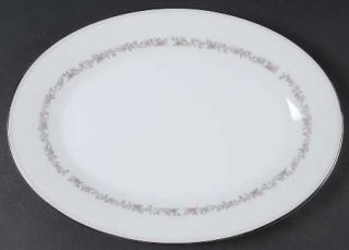 Noritake Corona 12 Oval Serving Platter, Fine China Dinnerware   Pink Flowers,