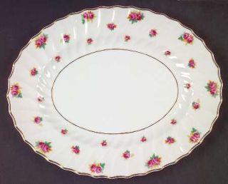 Royal Doulton Rosebud 11 Oval Serving Platter, Fine China Dinnerware   Pink Ros