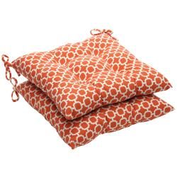 Pillow Perfect Outdoor Tufted Orange/ White Geometric Seat Cushion (set Of 2) (Orange/WhiteMaterials 100 percent polyesterFill 100 percent virgin polyester fiber fillClosure Sewn seam Weather resistantUV protectionCare instructions Spot clean onlyDime